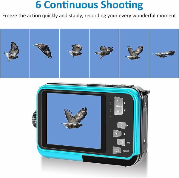 Waterproof Camera Full HD 2.7K 48 MP Underwater Camera Video Recorder with 64G Memory Card for Snorkeling