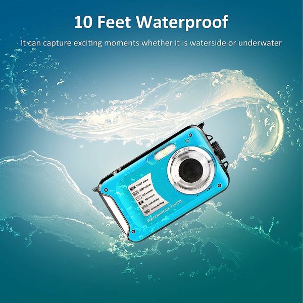 Waterproof Camera Full HD 2.7K 48 MP Underwater Camera Video Recorder with 64G Memory Card for Snorkeling