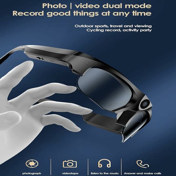 Sports Multifunctional Sunglasses Bluetooth Glasses, Hidden Camera Glasses With 128GB Memory Card