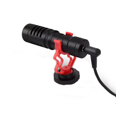 Video Microphone, Camera Microphone with Shock Mount, Battery-Free Shotgun Mic