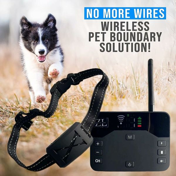 2-in-1 Wireless Dog Fence,Training Collar with Remote Electric Fence for Ultimate Dog Safety and Freedom.Shock Collar for Large Dog,Shock Collar (3 Collars + Transmitter)