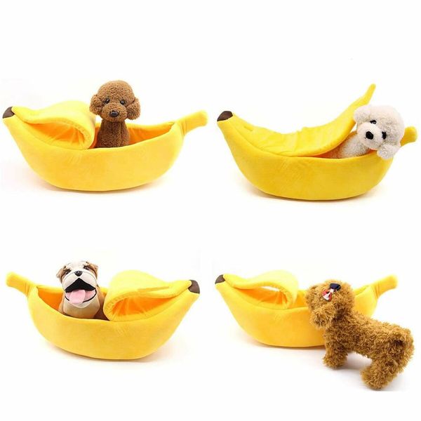 Winter Cat Banana Bed Dog House Warm Boat Pet Sleep Nest Cotton Cushion Coral Fleece Dog Pad Cat Mat (XL)