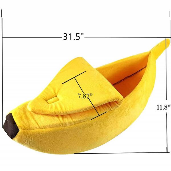 Winter Cat Banana Bed Dog House Warm Boat Pet Sleep Nest Cotton Cushion Coral Fleece Dog Pad Cat Mat (XL)