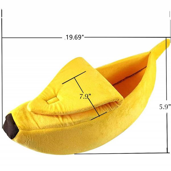 Winter Cat Banana Bed Dog House Warm Boat Pet Sleep Nest Cotton Cushion Coral Fleece Dog Pad Cat Mat (M)