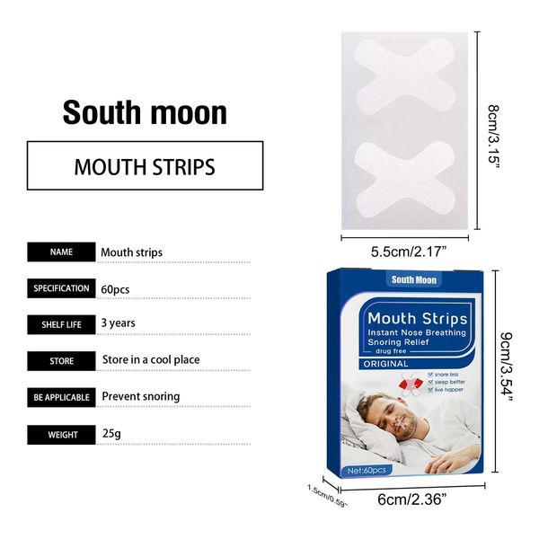 SleepSloth Mouth Tape for Better Sleep - 60 Count Anti-Snoring Strips for Improved Nose Breathing and Snore Reduction