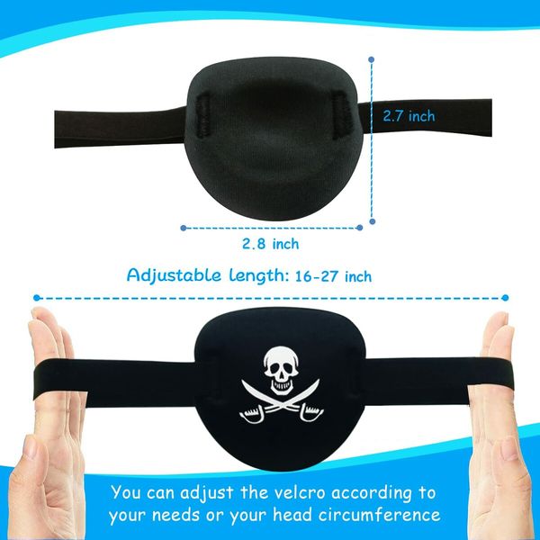 Pirate Eye Patches for Adults and Kids,Adjustable Medical Eye Patch Eye Mask for Left or Right Eye,3D Amblyopia Eyepatch for Lazy Eye Halloween Pirate Costume