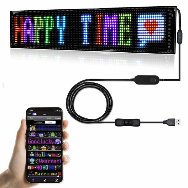 12x66cm 16x128pixel LED Signs  Advertising Flexible USB 5V LED Store Sign Bluetooth App Control Custom Text Pattern  Programmable LED Display