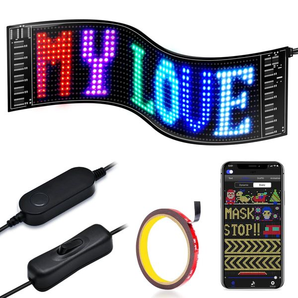 12x66cm 16x128pixel LED Signs  Advertising Flexible USB 5V LED Store Sign Bluetooth App Control Custom Text Pattern  Programmable LED Display