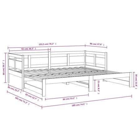 Pull-out Day Bed Solid Wood Pine 2x(92x187) cm