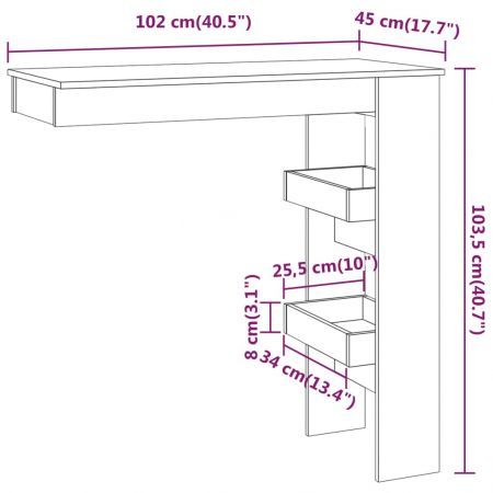 Wall Bar Table Grey Sonoma 102x45x103.5 cm Engineered Wood