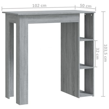 Bar Table with Shelf Grey Sonoma 102x50x103.5 cm Engineered Wood