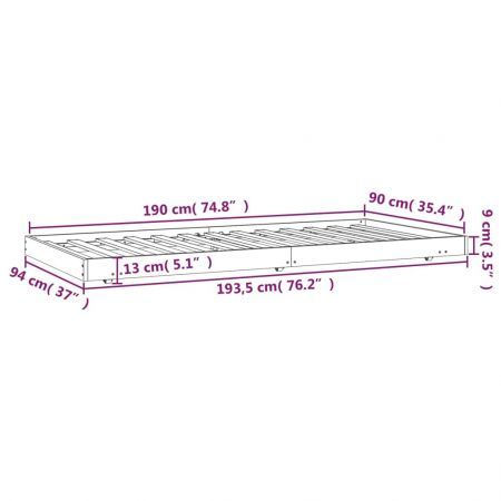 Bed Frame 92x187 cm Solid Wood Pine Single Size