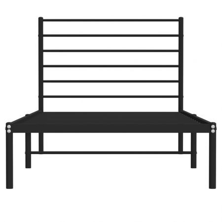 Metal Bed Frame with Headboard Black 92x187 cm Single