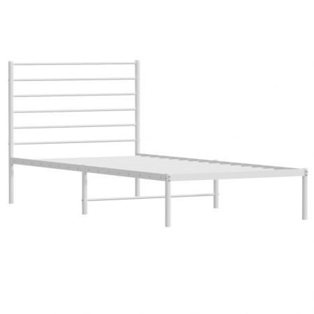 Metal Bed Frame with Headboard White 92x187 cm Single