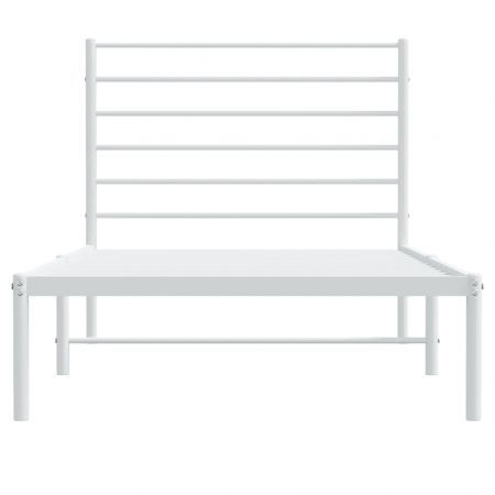 Metal Bed Frame with Headboard White 92x187 cm Single