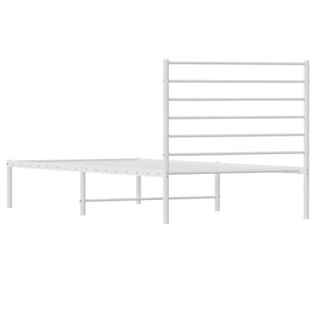 Metal Bed Frame with Headboard White 92x187 cm Single