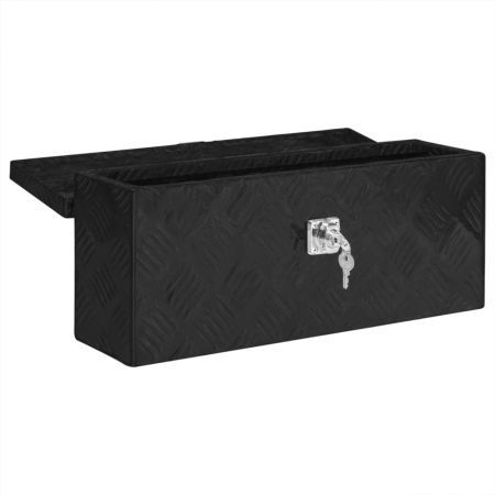 Storage Box Black 50x15x20.5 cm Aluminium