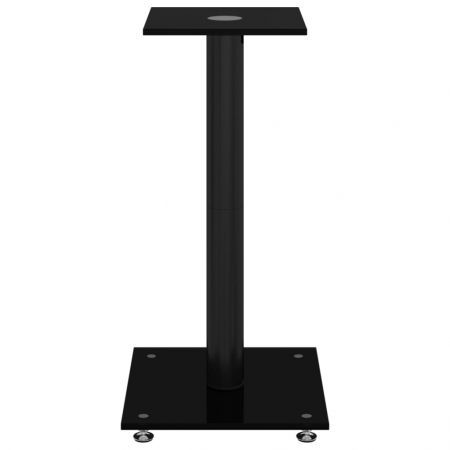 Speaker Stands 2 pcs Black Tempered Glass 1 Pillar Design