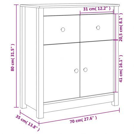 Sideboard 70x35x80 cm Solid Wood Pine