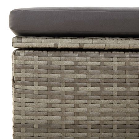 4 Piece Garden Lounge Set with Cushions Grey Poly Rattan