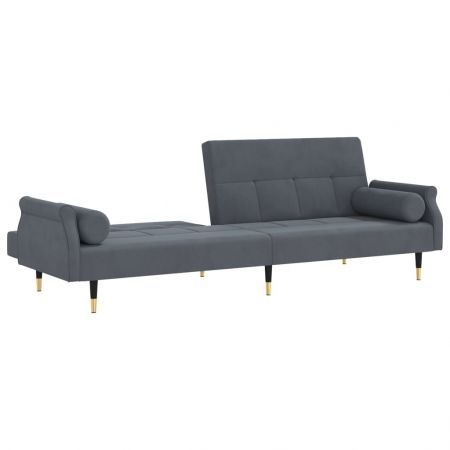 Sofa Bed with Cushions Dark Grey Velvet