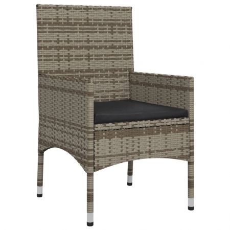 4 Piece Garden Lounge Set with Cushions Grey Poly Rattan