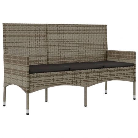 4 Piece Garden Lounge Set with Cushions Grey Poly Rattan