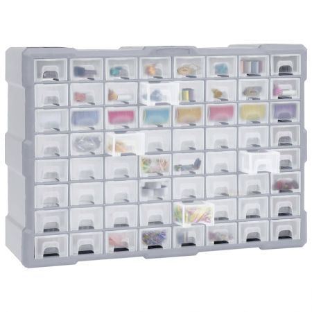 Multi-drawer Organiser with 64 Drawers 52x16x37.5 cm