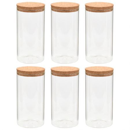 Storage Glass Jars with Cork Lid 6 pcs 1100 ml