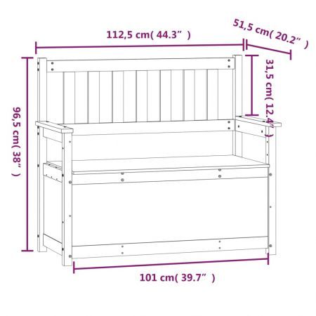 Bench 112.5x51.5x96.5 cm Solid Wood Pine