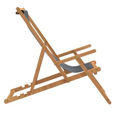 Folding Beach Chair Solid Wood Teak Grey