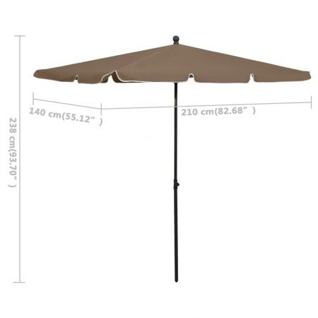 Garden Parasol with Pole 210x140 cm Taupe