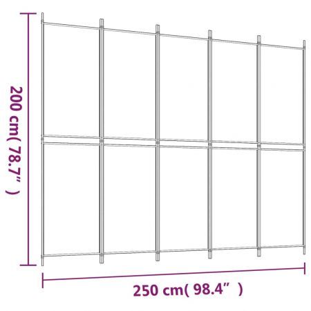 5-Panel Room Divider Anthracite 250x200 cm Fabric