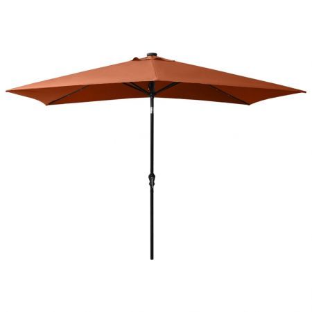 Parasol with LEDs and Steel Pole Terracotta 2x3 m