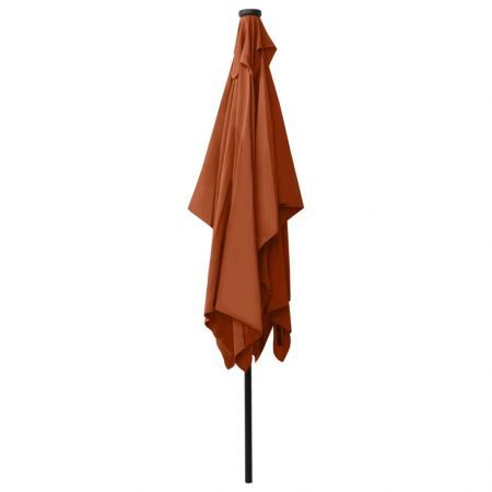 Parasol with LEDs and Steel Pole Terracotta 2x3 m