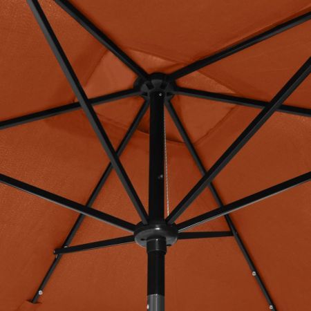 Parasol with LEDs and Steel Pole Terracotta 2x3 m