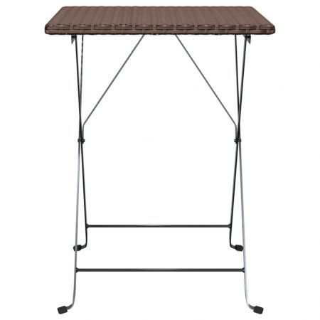 Folding Bistro Table Brown 55x54x71 cm Poly Rattan