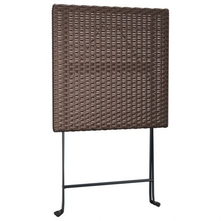 Folding Bistro Table Brown 55x54x71 cm Poly Rattan