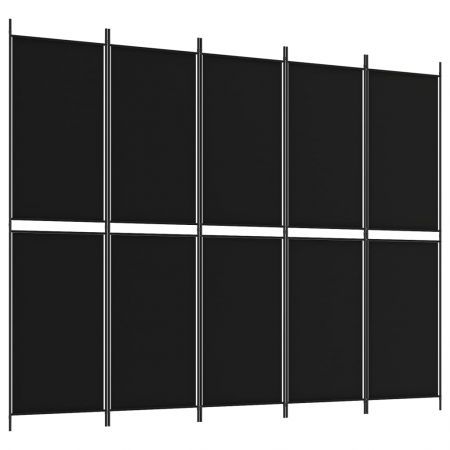 5-Panel Room Divider Black 250x200 cm Fabric