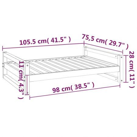 Dog Bed 105.5x75.5x28 cm Solid Pine Wood