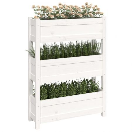 Planter White 77x25x104.5 cm Solid Wood Pine