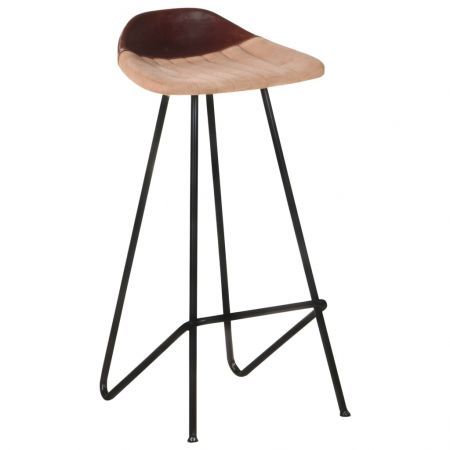 Bar Stools 4 pcs Brown Real Leather