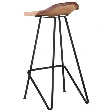 Bar Stools 4 pcs Brown Real Leather