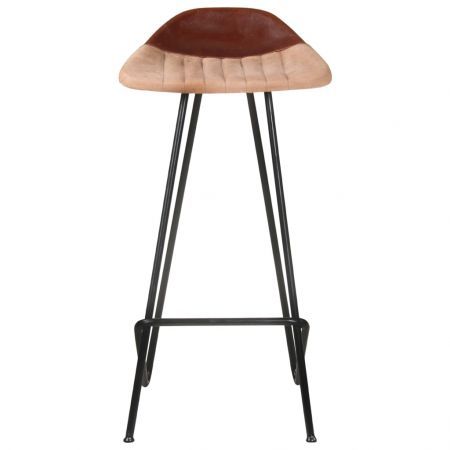 Bar Stools 4 pcs Brown Real Leather