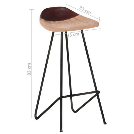 Bar Stools 4 pcs Brown Real Leather