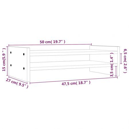 Monitor Stand 50x27x15 cm Solid Wood Pine