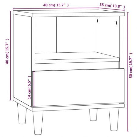 Bedside Cabinet White 40x35x50 cm