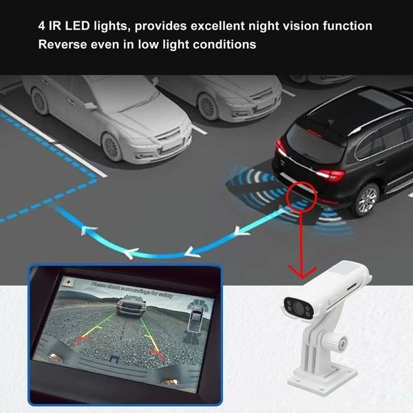 Reverse Hitch Guide for RV with Built-in Battery,2K Waterproof Night Vision Rear View Camera,with Magnetic and Adhesive Mount Camera for Car,RV Truck and Trailer, Camper (2K,White)