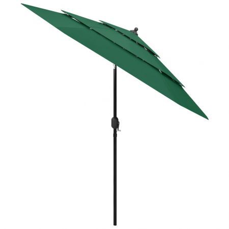 3-Tier Parasol with Aluminium Pole Green 2.5 m