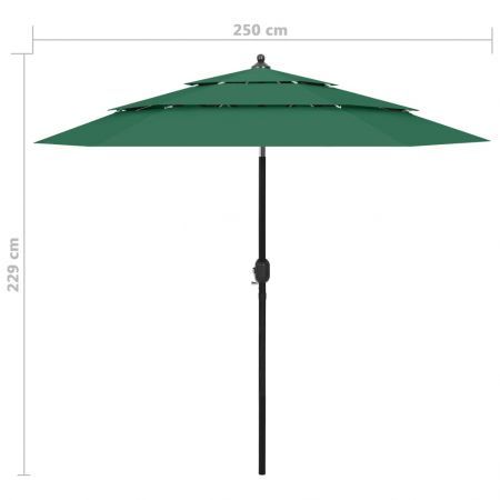 3-Tier Parasol with Aluminium Pole Green 2.5 m